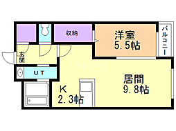 ガーデンテラス4C 1LDKの間取図画像
