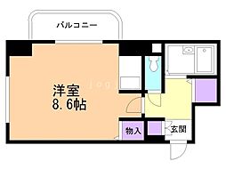 チサンマンション円山裏参道ミズノビル ワンルームの間取図画像