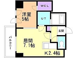 ブランシャールALAIN中島公園 1LDKの間取図画像