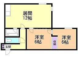 円山パークサイド30 2LDKの間取図画像