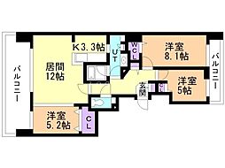 札幌桑園ミッドテラスステーションサイド 3LDKの間取図画像