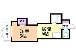 シティハウス宮の森 1DKの間取図画像