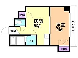 パークアベニュー中島 1DKの間取図画像