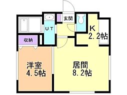 パーチェ宮の森 1LDKの間取図画像