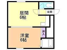 サウスコーポ12A 1DKの間取図画像