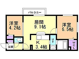 シティレジデンス北円山 2LDKの間取図画像