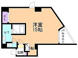 シャンドール宮の森 1Kの間取図画像