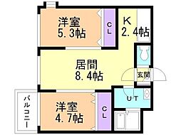 THERESIDENCEPARKKOSAI 2LDKの間取図画像