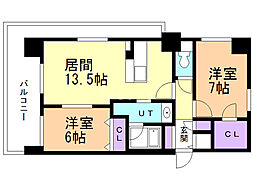 マストライフ知事公館 2LDKの間取図画像