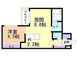 CARRERA行啓通 1LDKの間取図画像