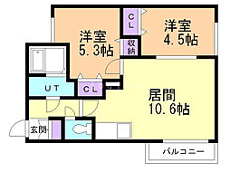 ステラ北円山 2LDKの間取図画像
