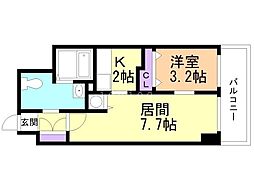 レシディア大通り西 1LDKの間取図画像