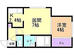 シャンテ北三条 1LDKの間取図画像
