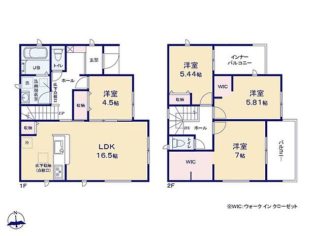 4LDKの間取りです。各居室が広々としておりゆったりとお過ごしいただけそうです。