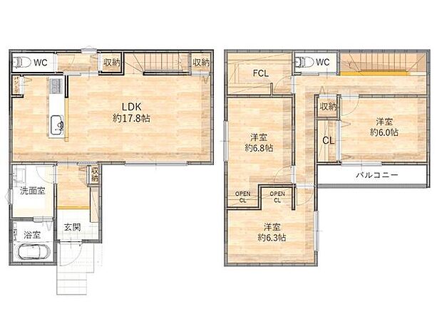 間取り3LDK！オール電化！全居室6畳以上、全居室収納付きなのでお部屋を広くお使い頂けます！お気軽にお問合せください◎