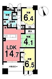 レゾンシティ竜美丘 3LDKの間取図画像