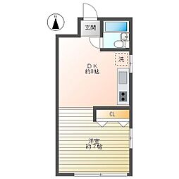 高津戸ビル 1DKの間取図画像