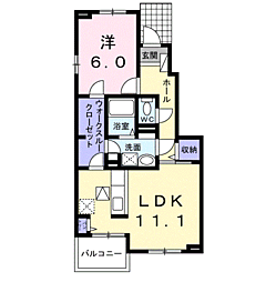 ブリーゼ 1階1LDKの間取り