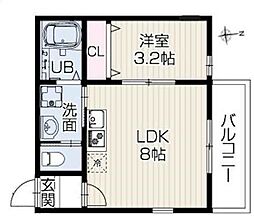 エクロール 2階1LDKの間取り