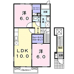 ひまわりII 2階2LDKの間取り