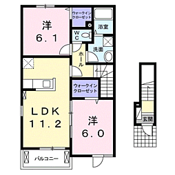 プロムナード★アンジュ2 2LDKの間取図画像