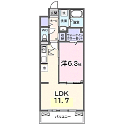 熊谷市久下1丁目アパート 1LDKの間取図画像