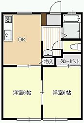 ベルパーク 2DKの間取図画像