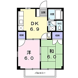 パフィオハウス 2DKの間取図画像