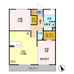 ミルダーラオム 2LDKの間取図画像