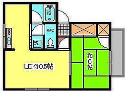 セジュール長瀬 1LDKの間取図画像