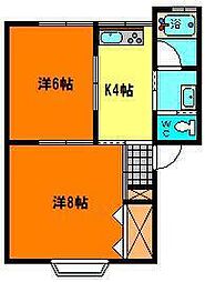 アーバンティなかのB棟 2Kの間取図画像