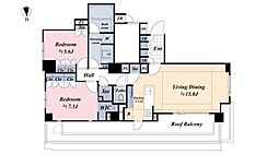 アトラス西麻布 4階2LDKの間取り