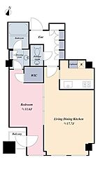 平河町森タワーレジデンス 22階1LDKの間取り