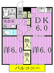 メゾンアルピナ 3階2DKの間取り