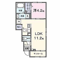 brisa　despacioIII 1階1LDKの間取り