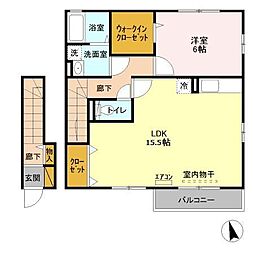 ラ・プランタン 2階1LDKの間取り