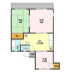 神取ハイツ 1階3DKの間取り