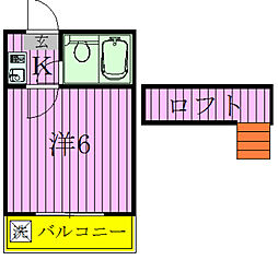 ジュネコーポ八ヶ崎 1階1Kの間取り