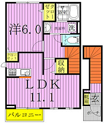 プロムナード 2階1LDKの間取り