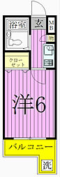 ジュネパレス松戸第29 2階1Kの間取り