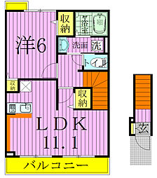 メゾン　MORIKO 2階1LDKの間取り