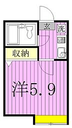 パティオ稔台B 1階1Kの間取り