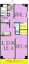 リベラ　サンリット　カーサ 1階2LDKの間取り