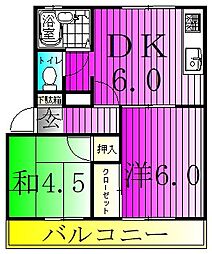 第5サンハイツ 1階2DKの間取り