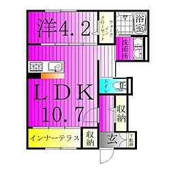 コンフォールM 1階1LDKの間取り
