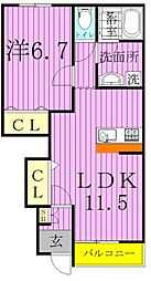 maison圭 1階1LDKの間取り