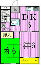 メゾンコムラ 3階2DKの間取り