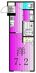 松戸市北松戸2丁目アパート 1Kの間取図画像