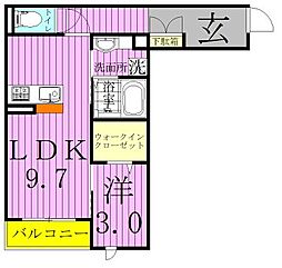 ラ・ベルデュール 1LDKの間取図画像