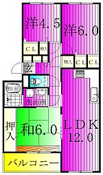 INOVE松戸六高台B 3LDKの間取図画像